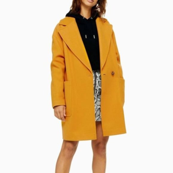Topshop Jackets & Blazers - Topshop Oversized Mustard Yellow Carly Pea Coat 8